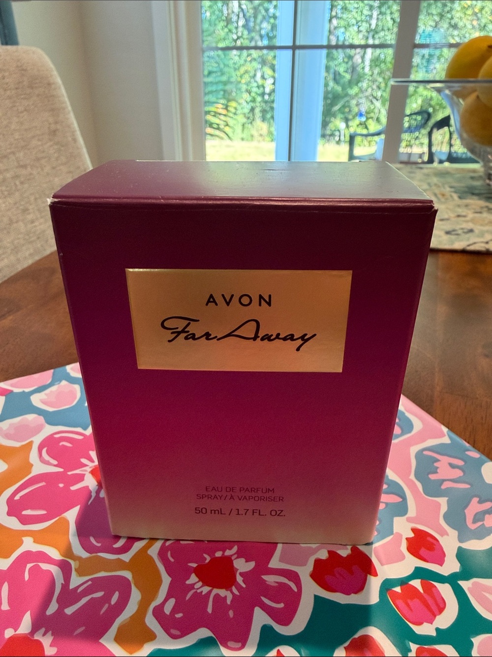 Avon Far Away Spray  in Pink and Magenta with Gold Label Box